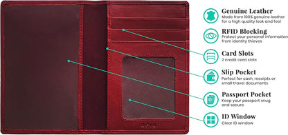 Personalized Monogrammed Merlot Leather RFID Passport Wallet