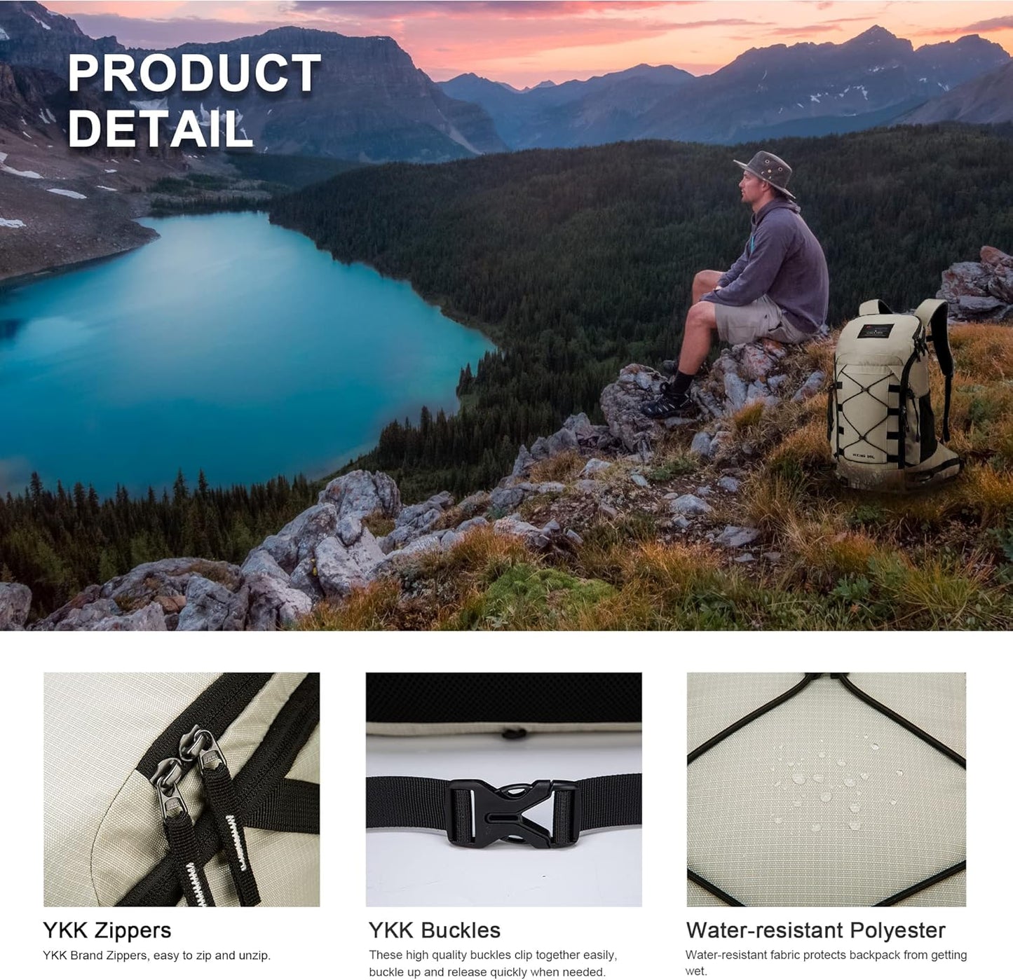 MOUNTAINTOP Hiking Backpack 35L Travel Backpack Lightweight Daypack for Men&Women Outdoor Camping