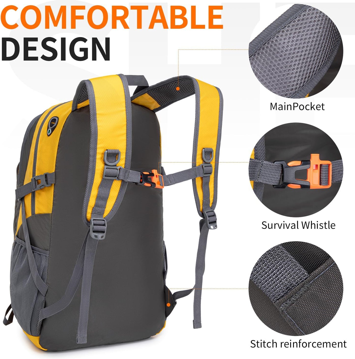 40L Hiking Backpack Lightweight Daypack Waterproof Travel Camping Backpack for Men Women Sport Packable