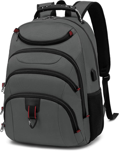 Boavan Laptop Backpack for men, 15.6 inch Laptop Bag with USB Port, Waterproof Travel Work Backpack Purse, Anti-Theft Teacher Nurse Doctor Casual Bookbags Office Business backpack，Grey