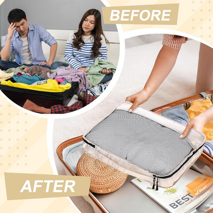 5 Pcs Packing Cubes for Suitcase Large Travel Cubes Carry on Luggage Organizer Bags for Clothes Accessories(Mixed,Khaki)