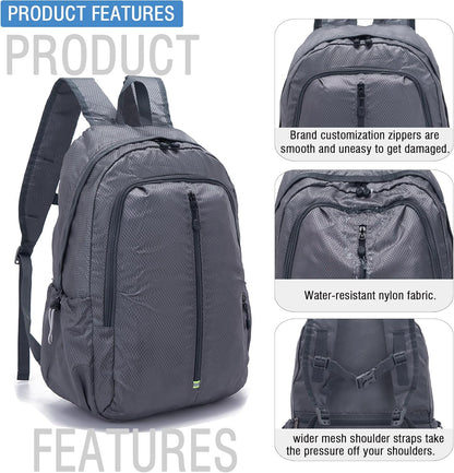 YZAOLL 25L Lightweight Packable Hiking Backpack Waterproof Hiking Daypack for Women Men Gym Backpack Travel Camping Vacation,DarkGray