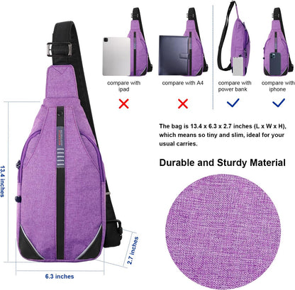 WATERFLY Small Crossbody Sling Backpack Anti Theft Backpack for Traveling Chest Shoulder Bag