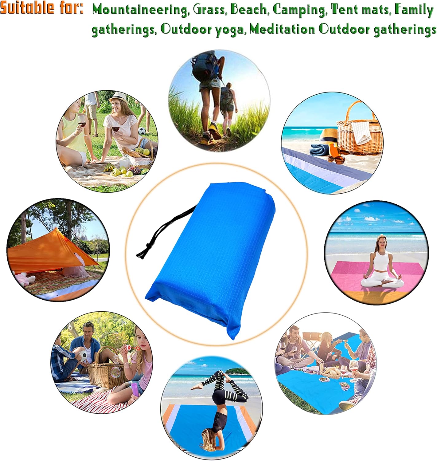 Waterproof Camping Tarp, Ultralight Tent Footprint Backpacking Tarp for Camping, Hiking and Outdoor Activities (Blue)