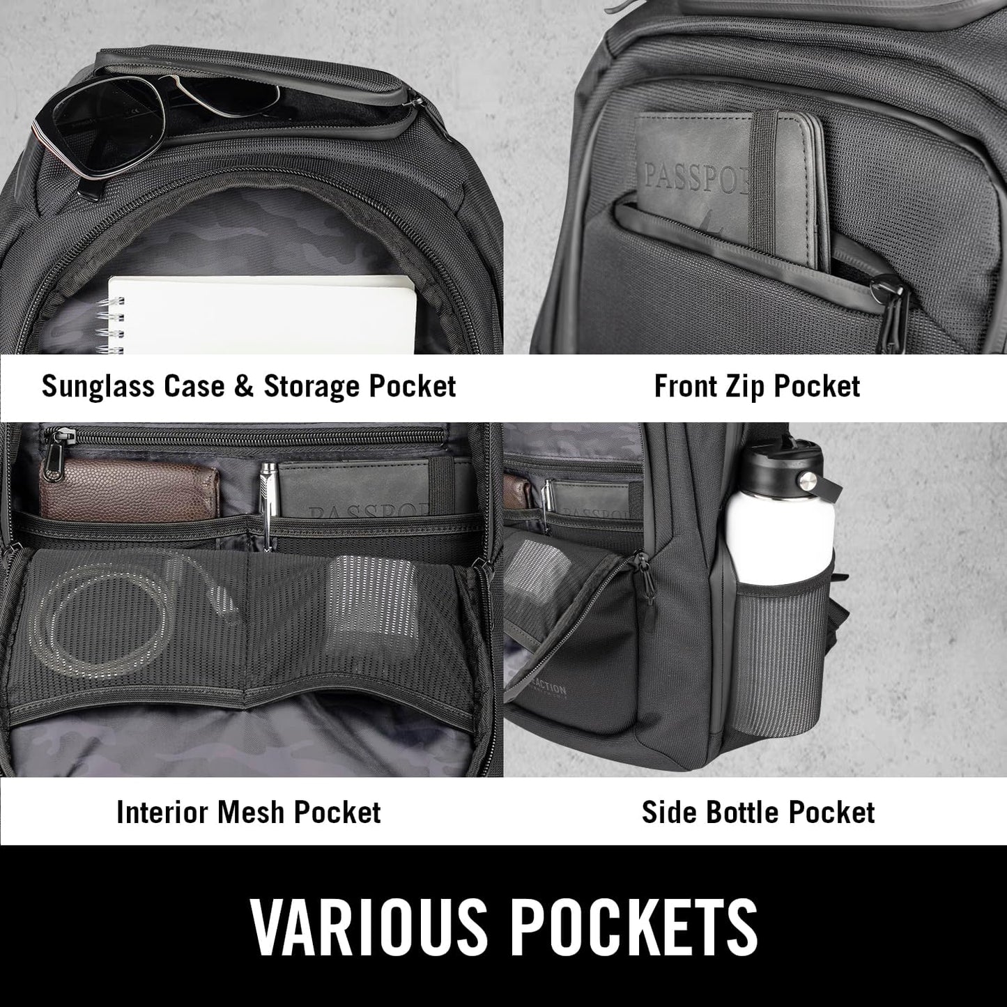 Kenneth Cole REACTION Abrasion-Resistant Parker Laptop Backpack, Black