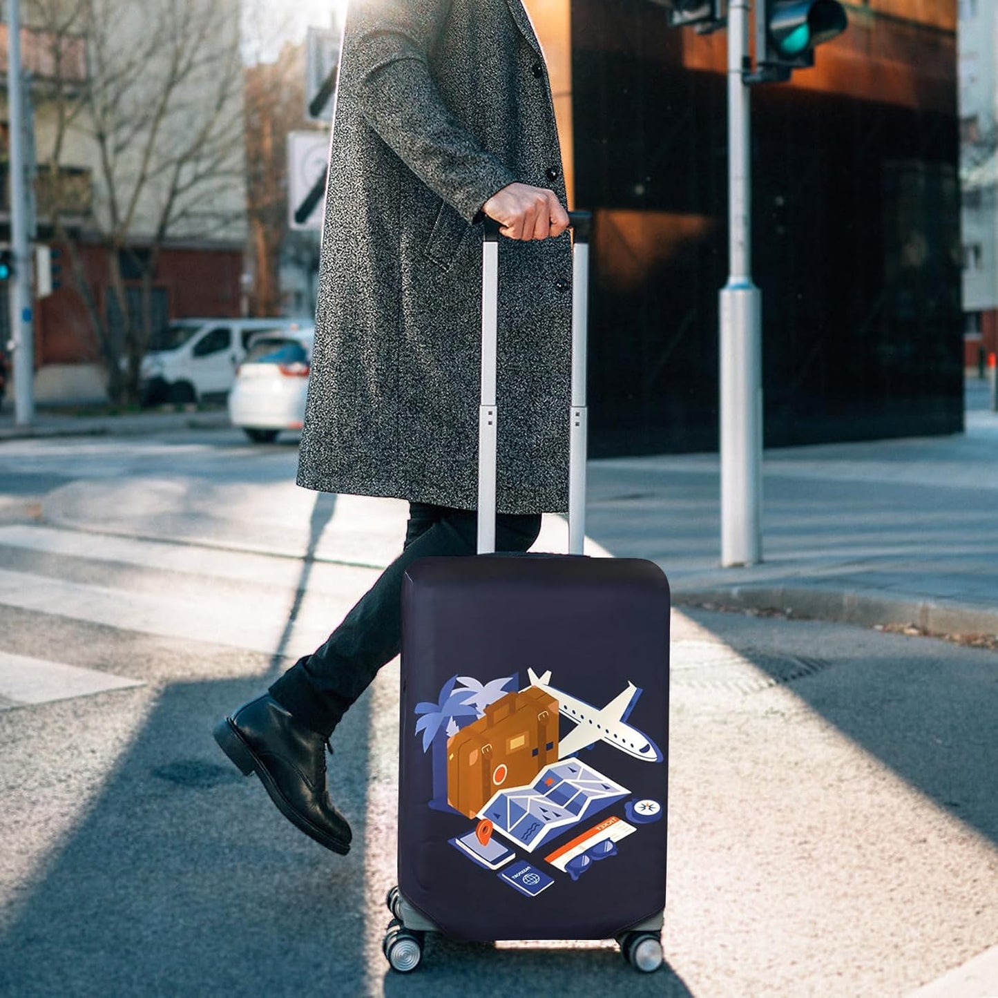 HYPER VENTURE Washable Luggage Cover - Fashion Suitcase Protector Fits 31-32 Inch Luggage (Journey, XL)