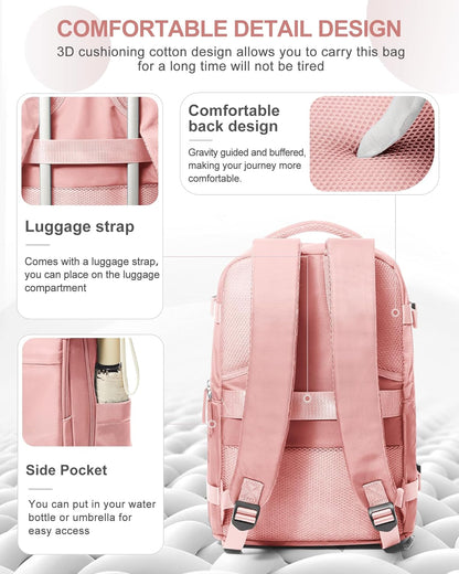 coowoz Travel Backpack Carry On for Women Man Gym Backpacks with Laptop Compartment Mochila de Viaje Teacher Personal Item Backpack Airplane Accessories Must Haves Pink Small