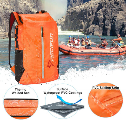Piscifun Dry Bag Waterproof, Lightweight Dry Backpack Roll-Top Sealed with Waist Pouch and Phone Case Keeps Gear Dry Inside for Kayaking, Boating 10L 20L 30L