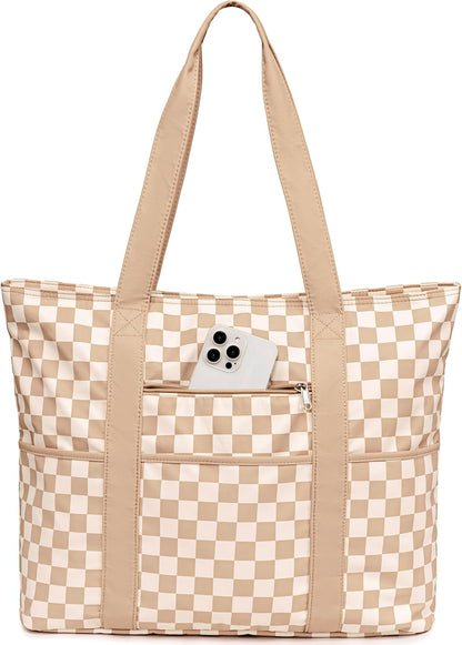 LEDAOU Beach Bags for Women, Beach Bags Waterproof Sandproof, Packable Beach Tote Bag with Zipper Travel Sports