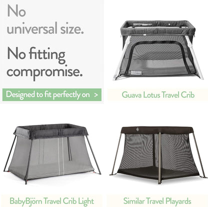 Travel Crib Fitted Sheets for Baby Bjorn, Guava Lotus Travel Crib and 24 x 42 Inch Travel Light Playard Mattress – Snuggly Soft 100% Jersey Cotton – Light + Dark Grey – 2 Pack