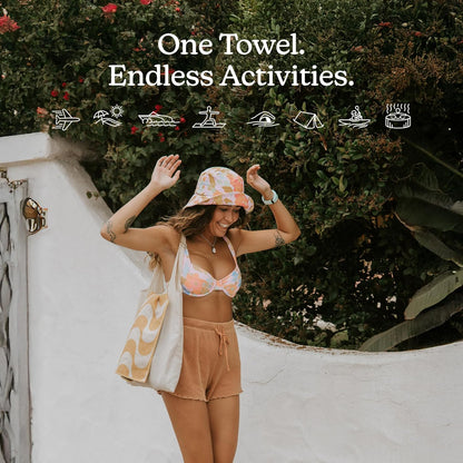 Nomadix Mini Towel - Perfect for Beach, Pool, Travel, Camping, Yoga - Made with Recycled Materials - Super Absorbent - Sand Resistant - Copacabana Mango - 16" x 40"