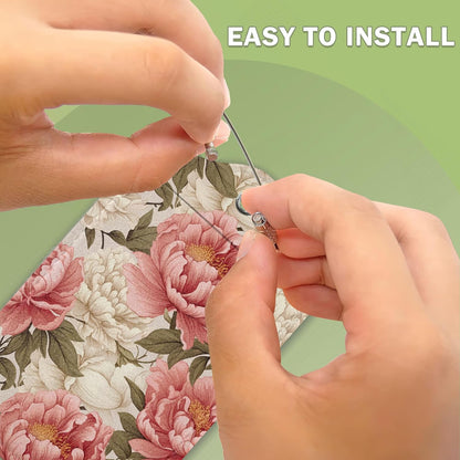 2 Pcs Peony Pink Flowers Retro Luggage Tags,Cruise Luggage Tag with Privacy Flap,Name Id Label and Steel Loop for Women Men Travel Bag Suitcase