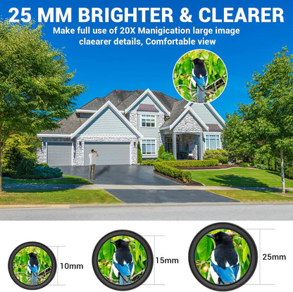 20x25 Binoculars for Adults & Kids, High Power Easy Focus,Waterproof Compact Binoculars with Low Light Vision for Bird Watching,Travel,Concert,Hiking(Black)