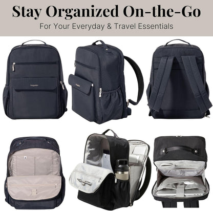 Baggallini Everyday Laptop Backpack - 11x15.5 Lightweight Water-Repellent Nylon Travel Bag w/Padded Laptop Sleeve & RFID