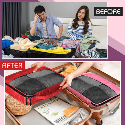 5 Pcs Packing Cubes for Suitcase Large Travel Cubes Carry on Luggage Organizer Bags for Clothes Accessories(M,Purple)