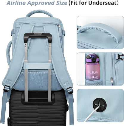 Travel Backpack for Women Men,Travel Laptop Backpack w/USB Charging Port, Waterproof Travel Backpack Carry On Flight Approved,Weekender Business Hiking Bag,Laptop Backpack 17 inch