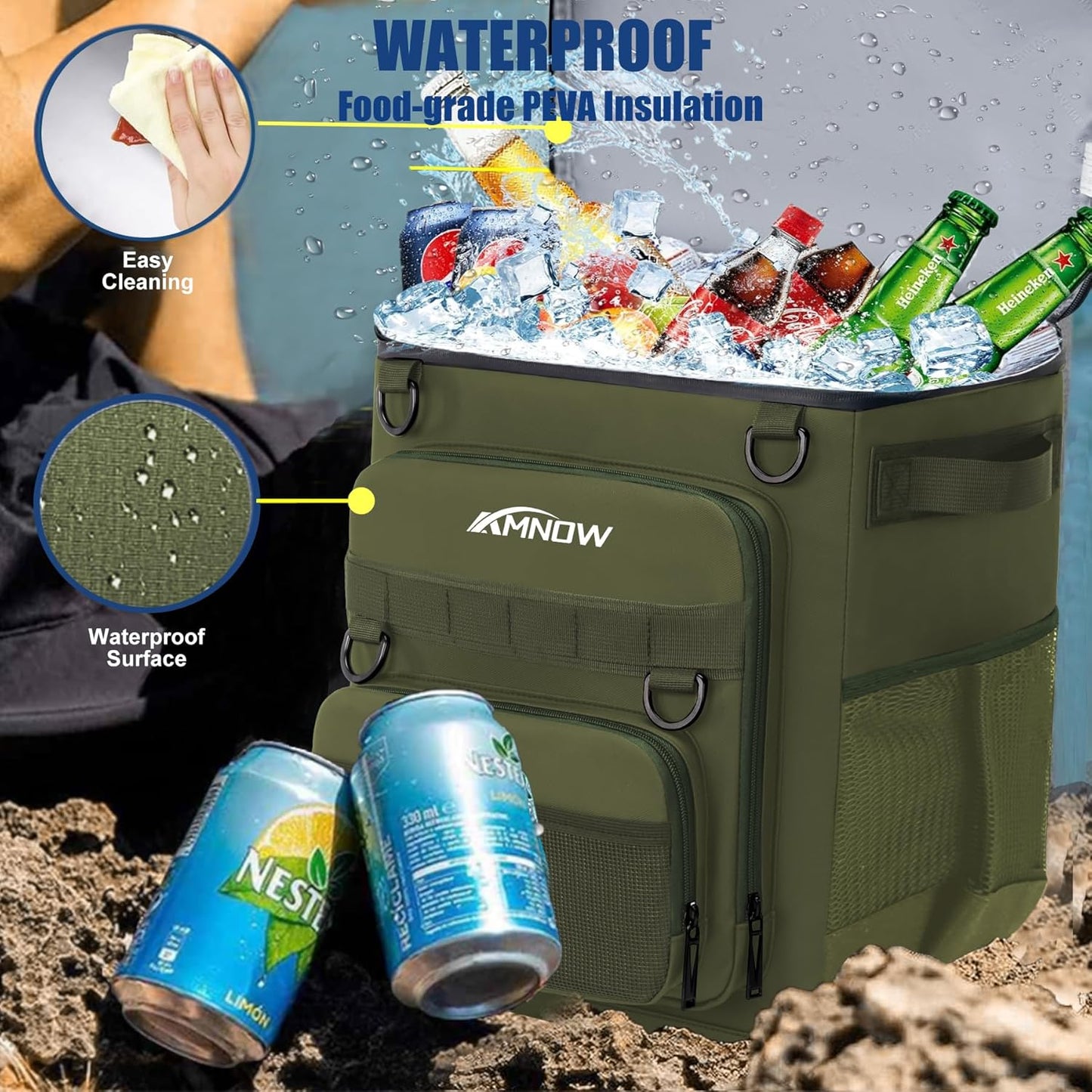 Backpack Cooler Insulated Leak Proof for Men Women 50 Cans Soft Cooler Backpack Insulated Waterproof Large Capacity Coolers Bag Portable for Lunch Camping Travel Picnic Hiking