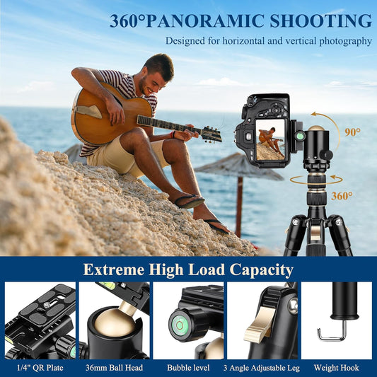 77" Aluminum Camera Tripods & Monopods, Victiv Compact Travel Tripod for Camera DSLR, Spotting Scope,Telescope, Binoculars, Porfessional Heavy Duty Camera Tripod Stand for Photography Video Recording