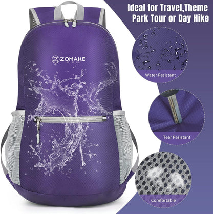 ZOMAKE Ultra Lightweight Hiking Backpack 20L, Packable Small Backpacks Water Resistant Daypack for Women Men(Purple)