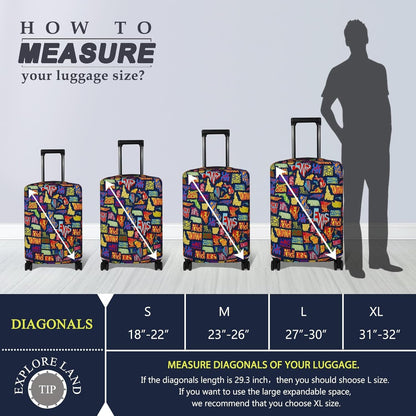 Explore Land Travel Luggage Cover Suitcase Protector Fits 23-26 Inch Case (America Map, M)