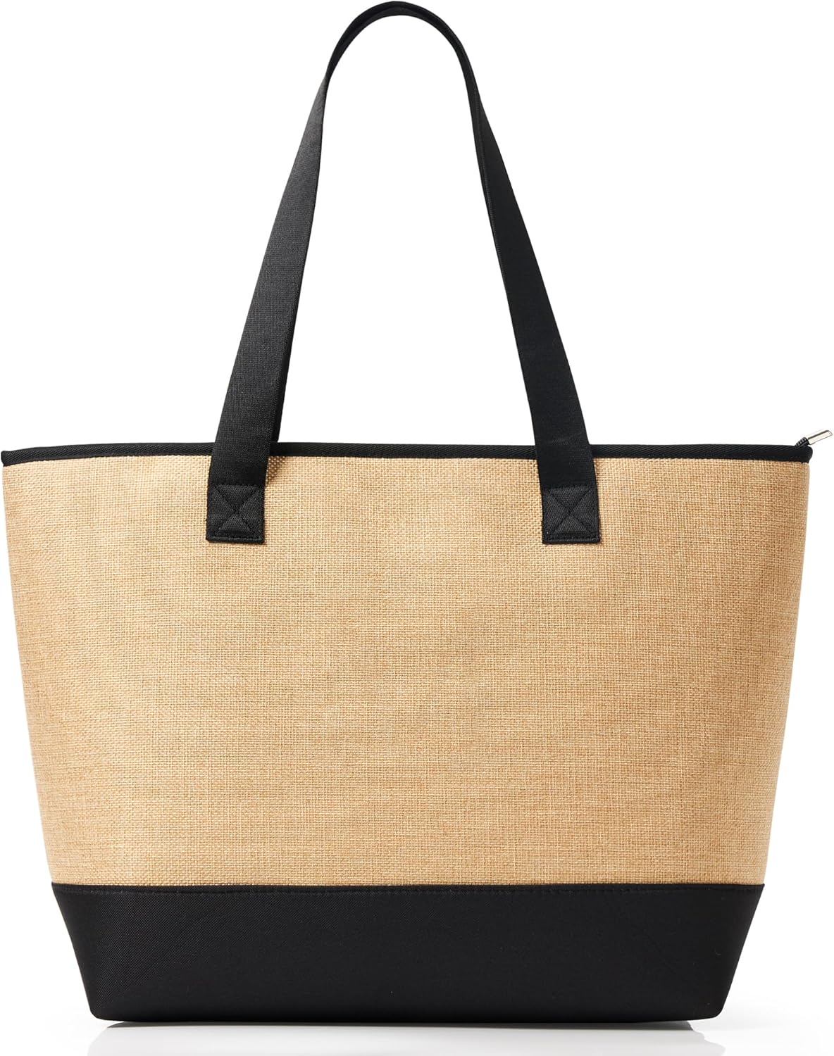 KALIDI Woven Tote Bag for Women, Lightweigh Monogram Beach Bag with Zipper & Sand-Proof Canvas Base, Personalized Gift