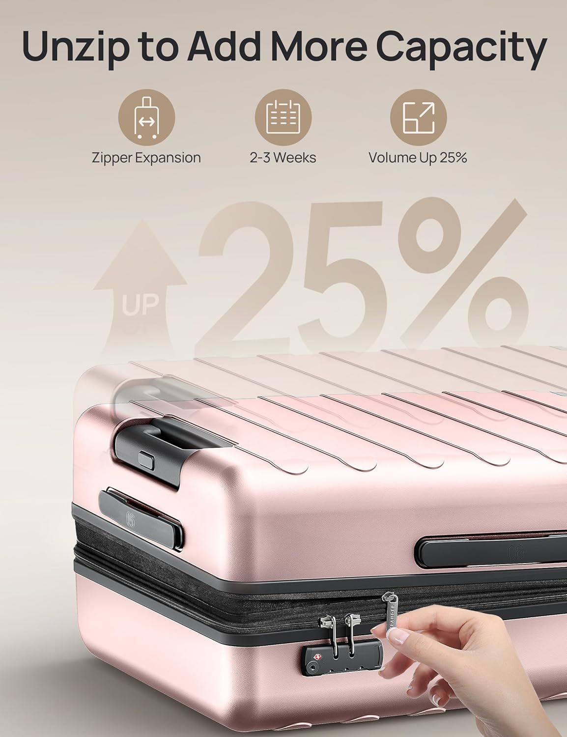 Carry on Luggage 22 X 14 X 9 Airline Approved, 20 Inch Luggage for 3-5 Days Travel, Double Spinner Wheels, 100% Hardshell PC, TSA Lock (00-Pink (Expandable), Carry-On 20-Inch)