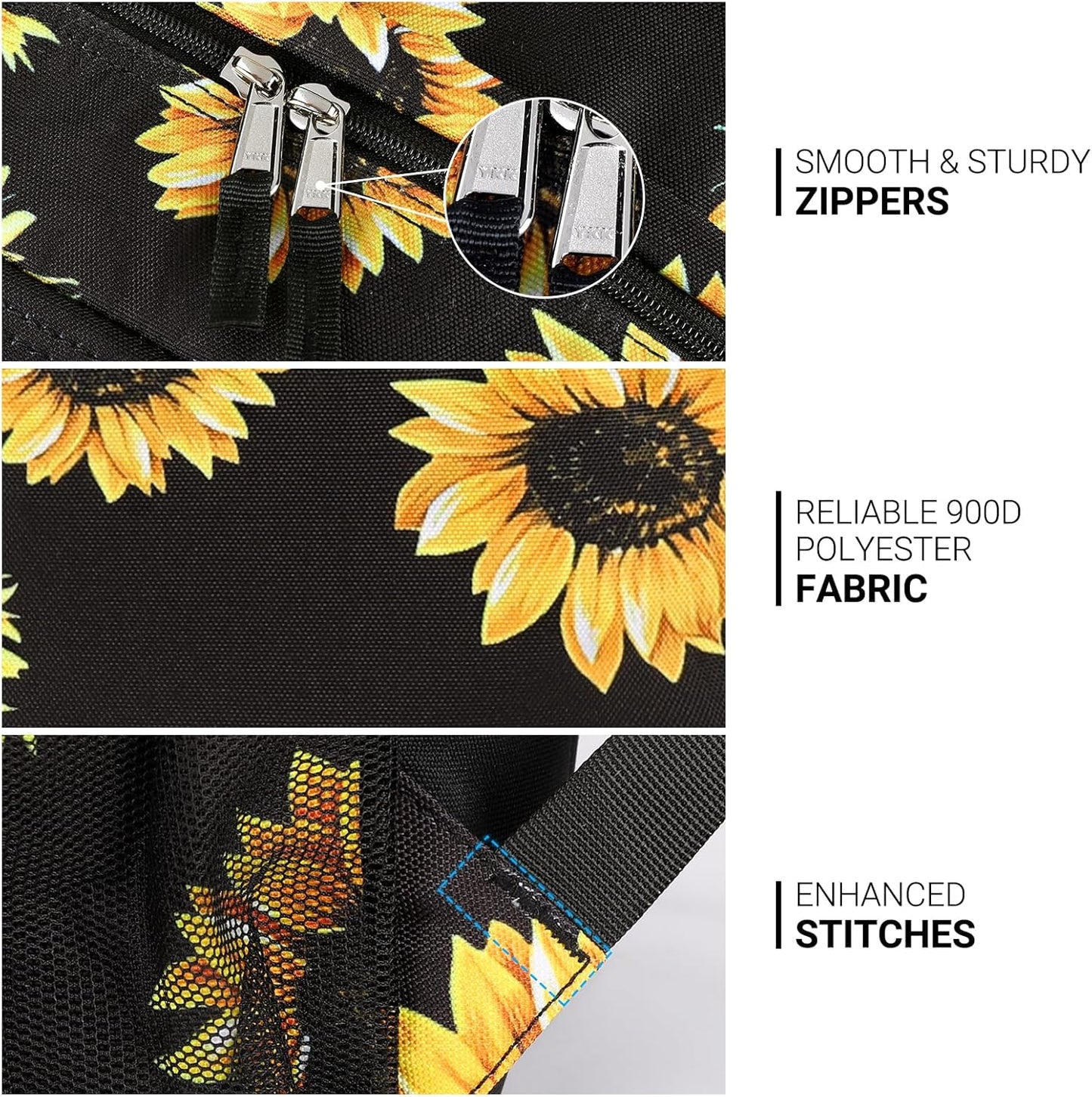 ZORFIN 26L Backpack for College, and Travel: Water Resistant Bookbag - Sunflower