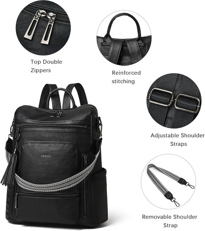 Shrrie Vegan Leather Laptop Backpack for Women 15.6 inch Work Backpack Fashion Travel Backpack Purse for Travel College Work