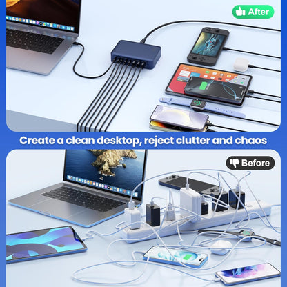 USB C Charger Block 515W[2025 Upgraded] GaN IV 8 Port Fast Charging Station Hub,Dual PD 100W USB C Laptop Charger Compatible with MacBook Pro/Air,iPad,iPhone 16/15,Galaxy S23/S24 Steam Deck Dell XPS