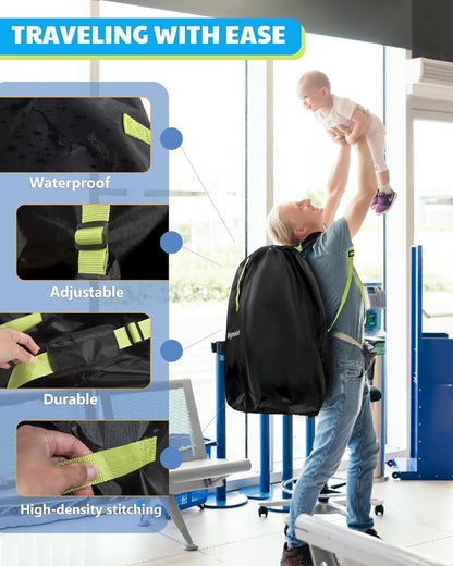 Large Stroller Bag for Airplane, Waterproof Stroller Travel Bag, Gate Check Stroller Bag for Single/Double Stroller Travel Bag with Handle and Drawstring Closure Stroller Cover (Black)