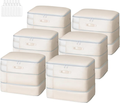 DIMJ Comforter Storage Bag - 110L Ultra Space Saving Self Compression Organize 6 Pack for Duvet, Pillow, Bedding, Blanket Storage Organizer Nylon Compression Bags