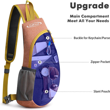 G4Free Sling Bag for Men Women, Small Crossbody Backpack Lightweight Chest Shoulder Bags for Travel, Outdoor and Sports (Light orange)