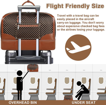 Weekender Bag for Women, Travel Duffel Bag Carry On Overnight Bag with Shoe Compartment Large Nylon Travel Weekend Tote Bag