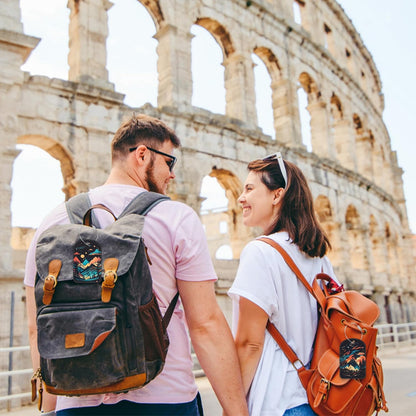 2 PCS Leather Luggage Tags for Suitcase Colorful Bright Mountain Travel Luggage Tag with Privacy Flap Name ID Label and Metal Loop for Travel Bag Suitcase