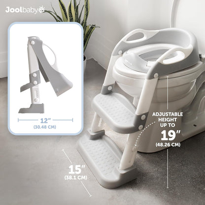 Jool Baby Potty Training Seat with 2 Step Ladder for Toddlers - Soft Cushioned Seat & Splash Guard, Adjustable Height (Gray)