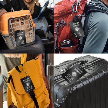 Personalized Luggage Tags for Suitcases (2/4/6/8 Pack) - Custom Engraved Metal Travel Tag, Customizable Pattern/Name/Text for Bags Backpacks Suitcases