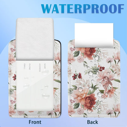 Watercolor Floral Hand Painting Luggage Tags for Suitcases, 2 Pack Cute PU Leather Suitcase Tag Identifiers with Address Card for Baggage Tag