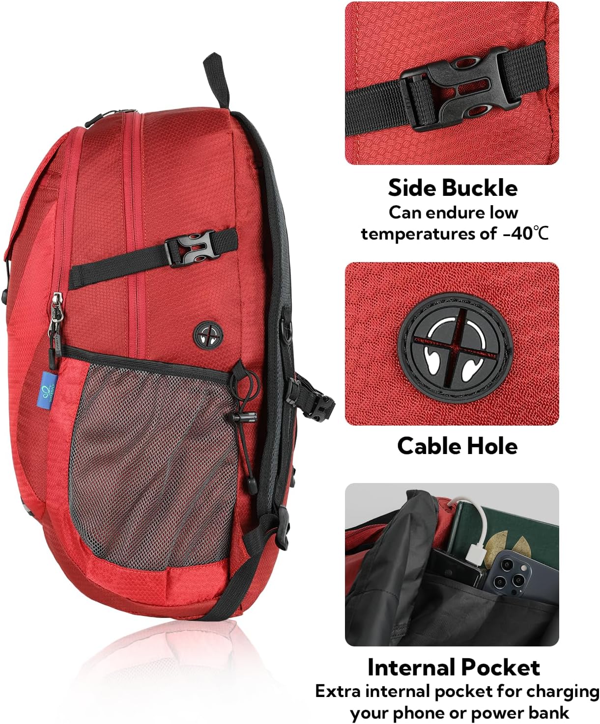 WATERFLY Lightweight Packable Hiking Backpack: 30L Foldable Travel Daypack Ultralight Camping Day Pack for Woman Man