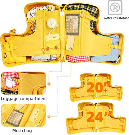 Kids' Lightweight Ride on Luggage with Spinner Wheels & Foldabe Design (Yellow Study, 20"+ Aged 1-3 Toddler),Children Holiday Birthday Gift