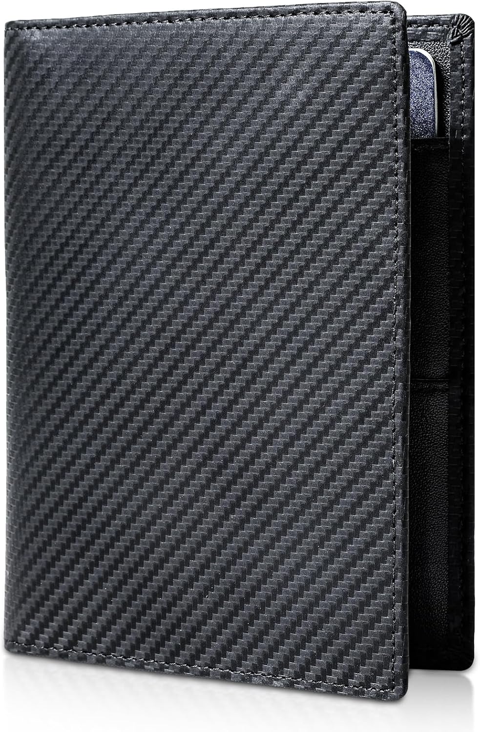 Polare Full Grain Leather Passport Holder RFID Blocking Travel Bifold Wallet Passport Holders 2 Passports (Carbon Black)