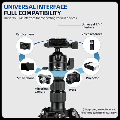 Fotopro 73" Camera Tripod, Aluminum Compact Travel Tripod and Monopod with 360° Ball Head Quick Release Plate, Professional Camera Tripod for DSLR, A4I A5I (Blue, 80 Inch)