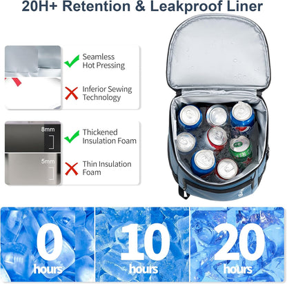 SPARTER Backpack Cooler Insulated Leak Proof 33/49 Cans, 2 Insulated Compartments Thermal Bag, Portable Lightweight Beach Travel Camping Lunch Backpack for Men and Women