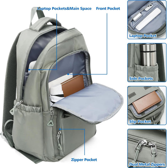 FOXLOVER Travel Laptop Backpack, Anti-Theft Slim Business Backpack, School College Bag for Men & Women, Fits 15.6 Inch Laptop