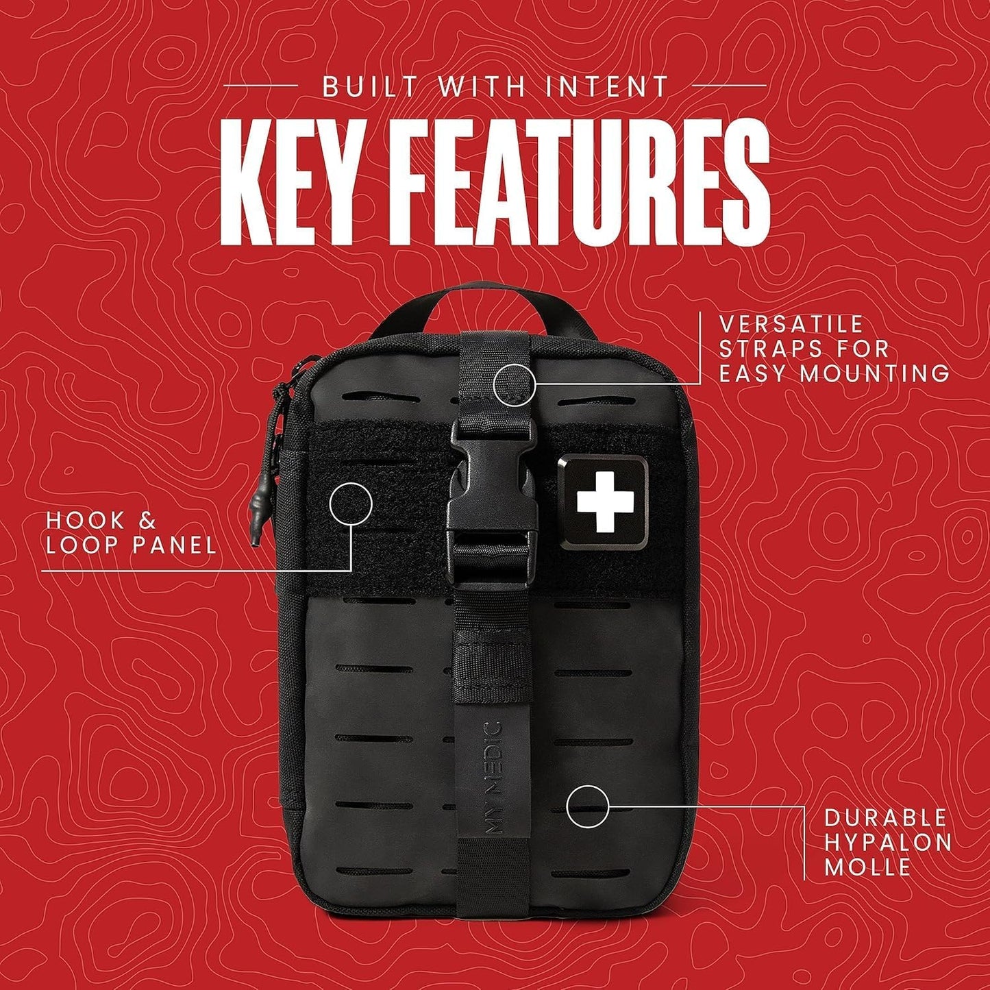 My Medic MyFak Mini First Aid Kit - Small and Lightweight for Camping Hiking and Backpacking - IFAK with 70 Items - HSA/FSA Great for Travel - Black