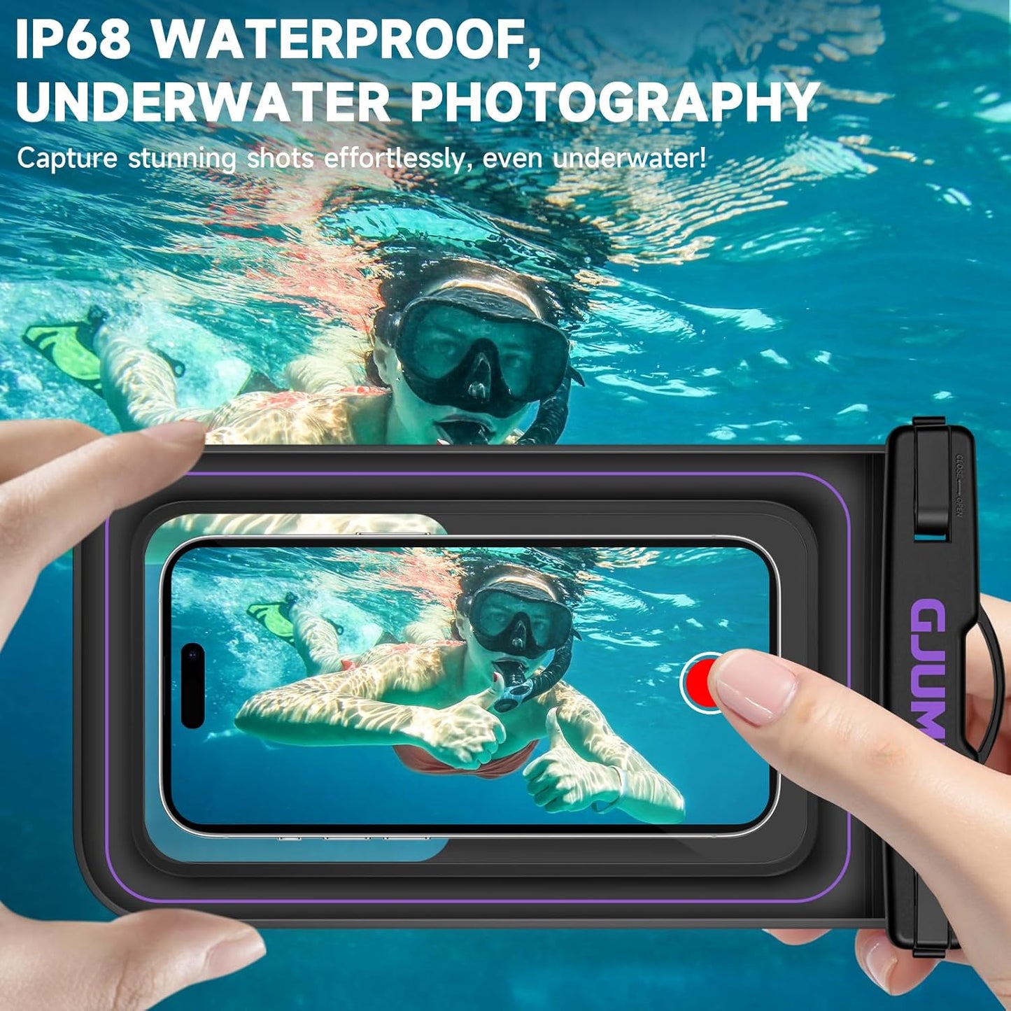 2 Pack Floating Waterproof Phone Pouch, Up to 8.3" IP68 Cellphone Dry Bag Compatible for iPhone 16 15 14 13 Pro Max Samsung Galaxy, Essential for Beach Cruise Ship (Purple*2)