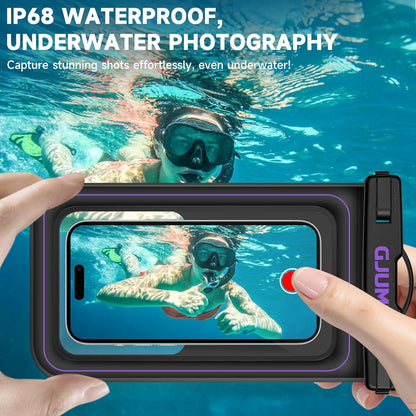 2 Pack Floating Waterproof Phone Pouch, Up to 8.3" IP68 Cellphone Dry Bag Compatible for iPhone 16 15 14 13 Pro Max Samsung Galaxy, Essential for Beach Cruise Ship (Purple*2)