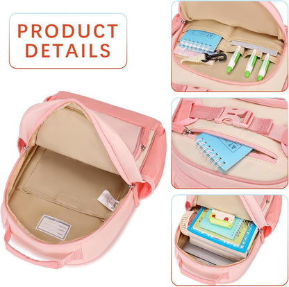 Lightweight Small Backpack for Kids Kindergarten Preschool Backpacks for Girls Ages 2-4-6 (Blush Cream Coral)