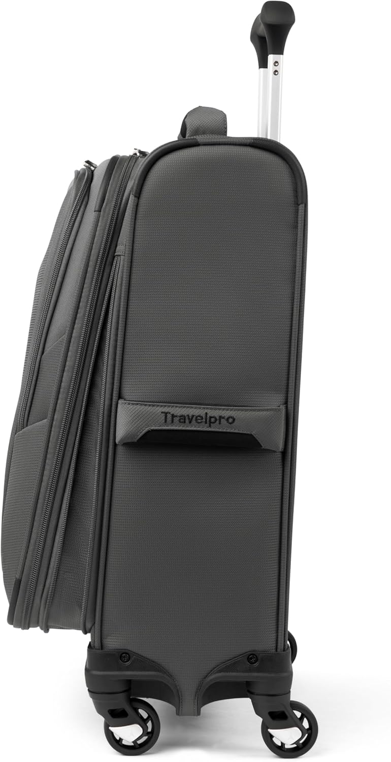 Travelpro Maxlite 5 Softside Expandable Luggage with 4 Spinner Wheels/Soft Underseat Tote, Lightweight Suitcase, Men and Women, Shadow Grey, 2-Piece Set (Tote/20)