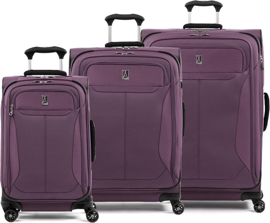 Travelpro Tourlite Softside 3-Piece Set, Expandable Luggage with 4 Spinner Wheels, Lightweight Suitcase, 21" Carry-On, 25" Checked Medium, 29 Check Large, Deep Purple