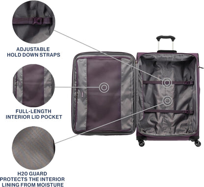 Travelpro Tourlite Softside 29" Expandable Luggage with 4 Spinner Wheels, Lightweight Suitcase, Checked Large, Deep Purple